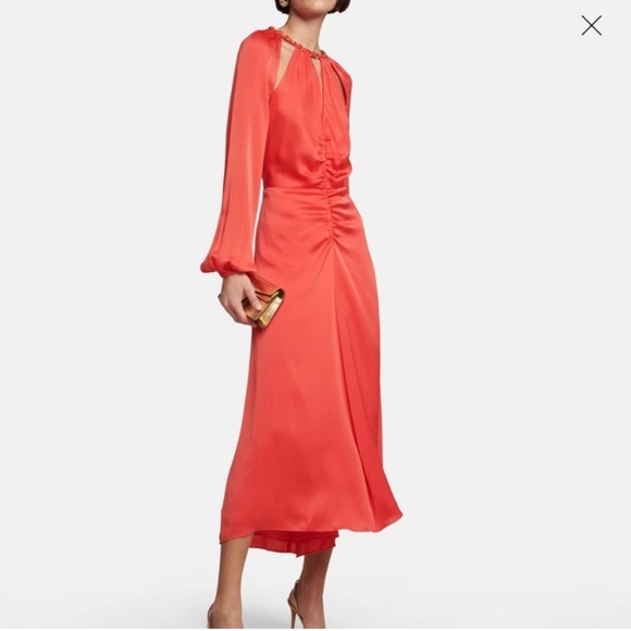 Veronica Beard Fayla Silk Chain-Detail Cutout Midi Dress Watermelon size 2 - Picture 1 of 15